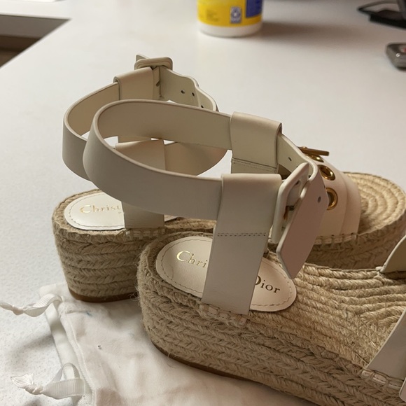 DIOR Off White 1121D-Dior Wedge Sandals NWT - Picture 3 of 12